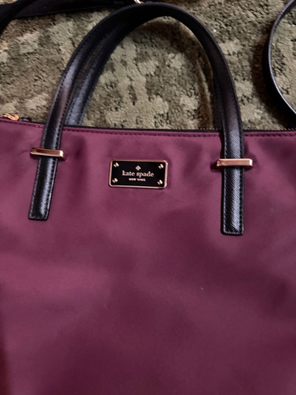 Kate Spade Wilson Road Alyse Satchel Bag Deep Plum Nylon - Picture 2 of 9